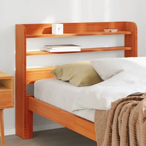Testiera Con Ripiani Marrone Cera 90 Cm Legno Massello Di Pino /