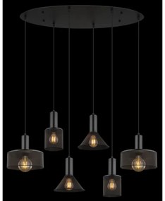 Globo 15648-6H - Lampadario a cavo JEDD 6xE27/60W/230V nero