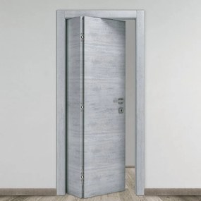 Porta pieghevole a libro asimmetrica Beton rovere grigio L 70 x H 210 cm sinistra