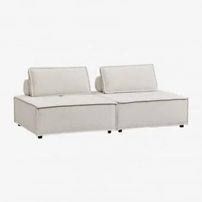 Divano Modulare In 2 Pezzi In Tessuto Vermont Tessuto Beige Crema - Sklum