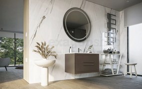 Mobile bagno creta opaco 100x46 Vienna con lavabo ad incasso e due cassetti rifiniti con maniglie cromo