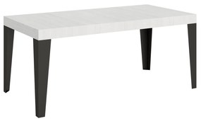 Tavolo allungabile Flame con telaio e gambe antracite, Bianco Frassino / 90x200/304 cm