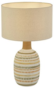 Lampada Da Scrivania Calipso Ceramica Multicolor Tessuto Bianco 1 Luce E14