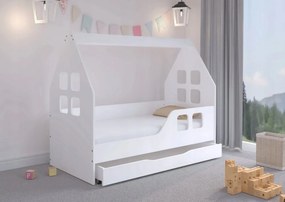 Grazioso lettino per bambini a forma di casetta con cassetto 140 x 70 cm