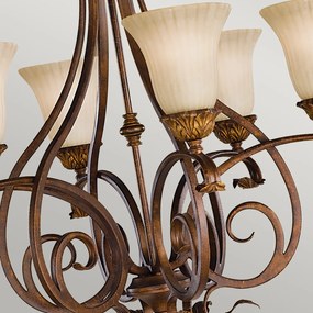 Lampadario Contemporaneo Sonoma Valley Acciaio Marrone Antico Vetro 6 Luci E27