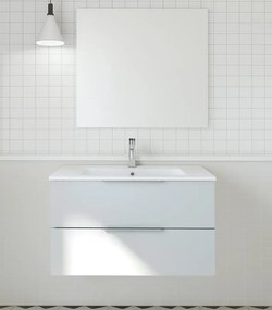 Mobile da bagno sotto lavabo SENSEA bianco laccato lucido L 79 x H 53 x P 45 cm 2 cassetti, lavabo non incluso