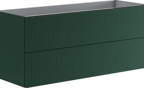 Mobile da bagno sospeso sotto lavabo Opera 2 cassetti L 119.5 x H 50 x P 45.5 cm verde foresta laccato opaco cannettato