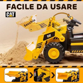 Ruspa Elettrica per Bambini 3-6 Anni Marchio Ufficiale Caterpillar 12V con Telecomando Giallo...