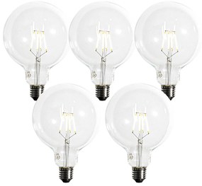 Set di 5 Lampadina LED E27 dimmerabile a filamento spirale G125 5W 450lm 2200K