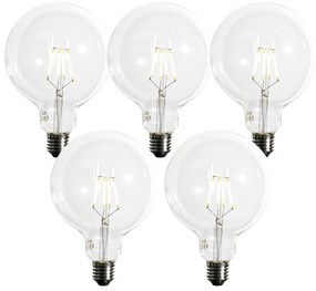 Set di 5 lampadine LED dimmerabili E27 con filamento a spirale G125 5W 450LM 2200K