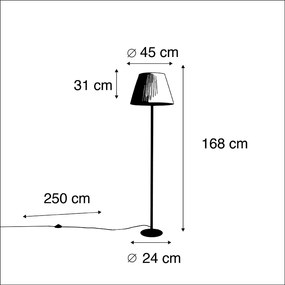 Lampada da terra moderna nera con paralume plissettato bianco 45 cm - Simplo