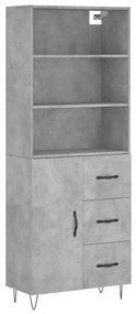 Credenza grigio cemento 69,5x34x180 cm in legno multistrato