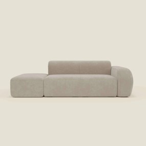 BonBon Divano modulare componibile – Composizione con pouf terminale in tessuto smacchiabile T23 panna
