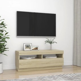 Mobile Porta TV con Luci LED Rovere Sonoma 100x35x40 cm