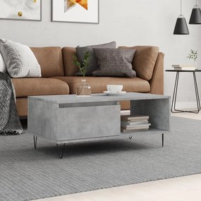 Tavolino Salotto Grigio Cemento 90x50x36,5 Cm Legno Multistrato /