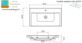 Mobile bagno a terra 80 cm lavabo integrato e due ante SV-80T - KAMALU
