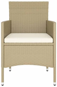 Set bistrot da giardino 5 pz polyrattan e vetro temperato beige