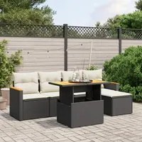 Set Divano da Giardino 6 pz con Cuscini Nero in Polyrattancod mxl 112579