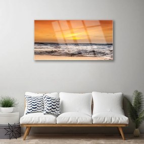 Quadro acrilico Mare, sole, onde, paesaggio 100x50 cm