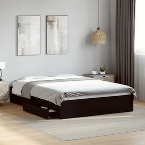 Giroletto Con Cassetti Nero 140x200 Cm İn Legno Multistrato /