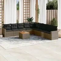 Set Divano da Giardino 10 pz con Cuscini Grigio in Polyrattancod mxl 87670