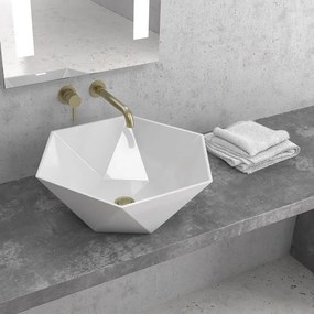 Kamalu - lavabo da appoggio 45cm forma esagonale modello litos-k45