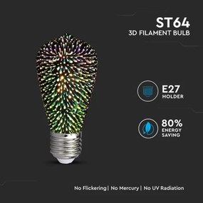 Lampadina decorativa LED 3D FILAMENTO ST64 E27/3W/230V 3000K