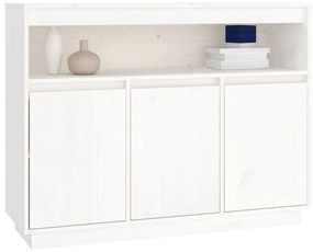 Credenza Bianca 104,5x34x80 cm in Legno Massello di Pino