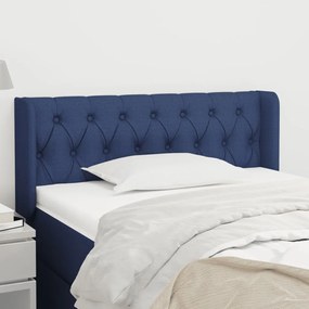 Testiera Ad Orecchio Blu 103x16x78/88cm İn Tessuto /
