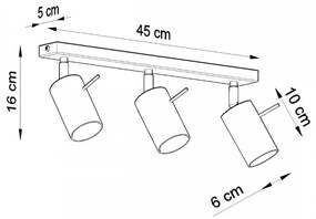 Plafoniera da soffitto in Acciaio RING 3 Grigia 3xGU10 Orientabile Colore del corpo Grigio