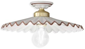 Plafoniera Classica L'Aquila Ottone E Ceramica Decorato Diam. 41Cm Luce E27