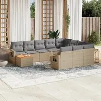 Set Divani da Giardino 11 pz con Cuscini Beige in Polyrattan 3224750