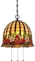 Lampadario Tiffany Rosecliffe Vetro Bronzo Imperiale 3 Luci E27