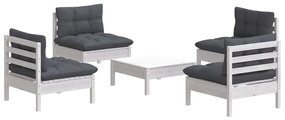 Set divani da giardino 5 pz con cuscini antracite legno di pino