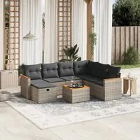 Set Divano da Giardino 8 pz con Cuscini Grigio in Polyrattan 3265337