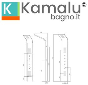 Kamalu - pannello doccia idromassaggio con 4 selettori di funzione in acciaio finitura satinata | kaman-2100