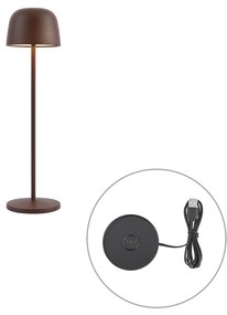 Lampada da tavolo marrone ruggine con LED ricaricabile con stazione di ricarica IP65 - Raika