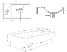 Lavabo in grigio chiaro in calcestruzzo 40x22 cm Crest – Sapho