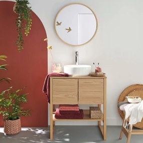 Mobile da bagno sotto lavabo Niyama rovere naturale L 70 x H 78 x P 50 cm 2 ante, lavabo non incluso