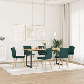 Sedie Da Pranzo 6 Pz Verde Scuro İn Tessuto /
