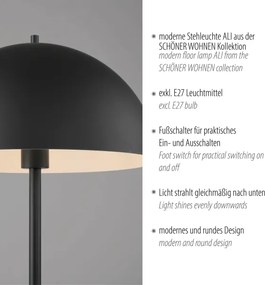 Schöner Wohnen 11727-18 - Lampada da terra ALI 1xE27/25W/230V nero