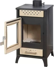 Stufa A Legna In Acciaio 15 kW Olga Beige 45,5x48,5xh91 Uscita Fumi Superiore