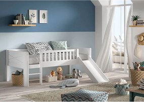 Letto da bambini rialzato bianco in pino massiccio con rete inclusa 90x200 cm Scott – Vipack
