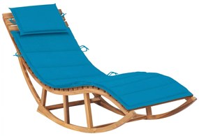 Lettino Prendisole A Dondolo Con Cuscino İn Massello Di Teak /