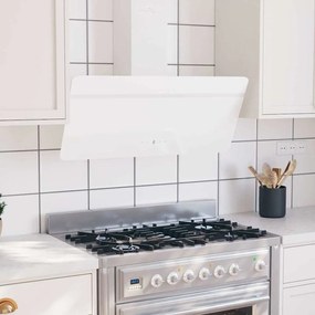 Cappa A Parete 90 Cm İn Acciaio E Vetro Temperato Bianco /