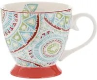 Tazza tè decoro mandala azzurra in New Bone China, 450 ml