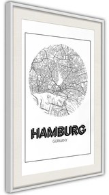 Poster  City Map: Hamburg (Round)  Cornice Quadri Cornice nera, Larghezza x Altezza Home decor 40x60