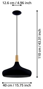 Lampadario Contemporaneo Sabinar Grande 1 Luce Metallo Nero E Marrone