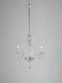 Lampadario cristallo trasparente 3 luci attacco e14 66x135cm