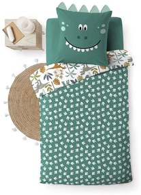 Set copripiumino e federa da bambini bianco/verde in cotone per letto singolo 140x200 cm Dina – douceur d'intérieur